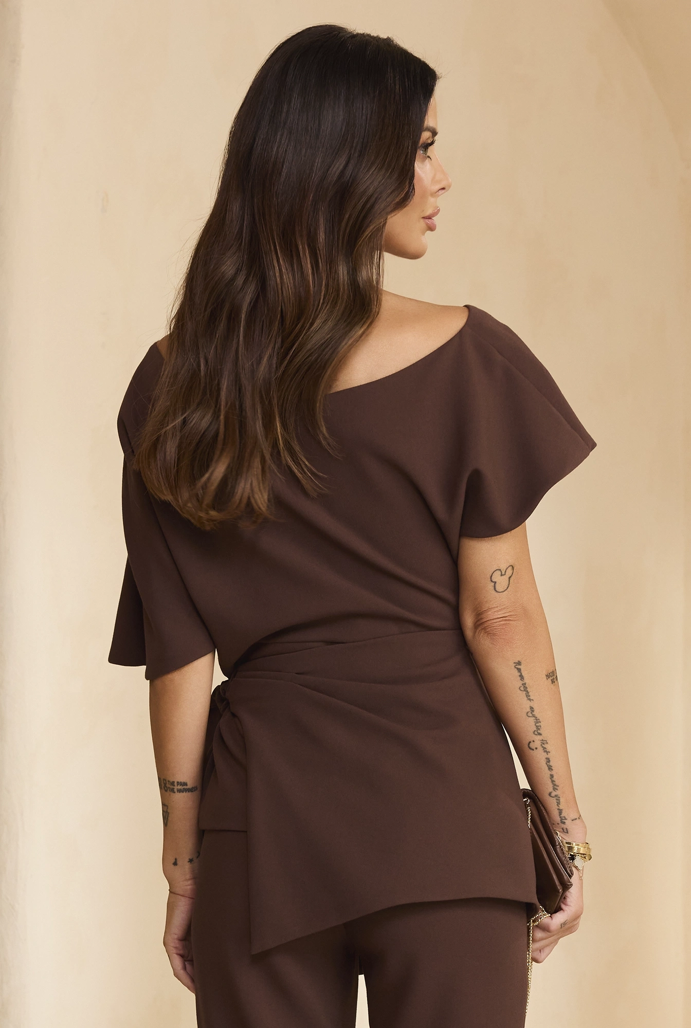 Padera – ensemble marron : blouse + pantalon