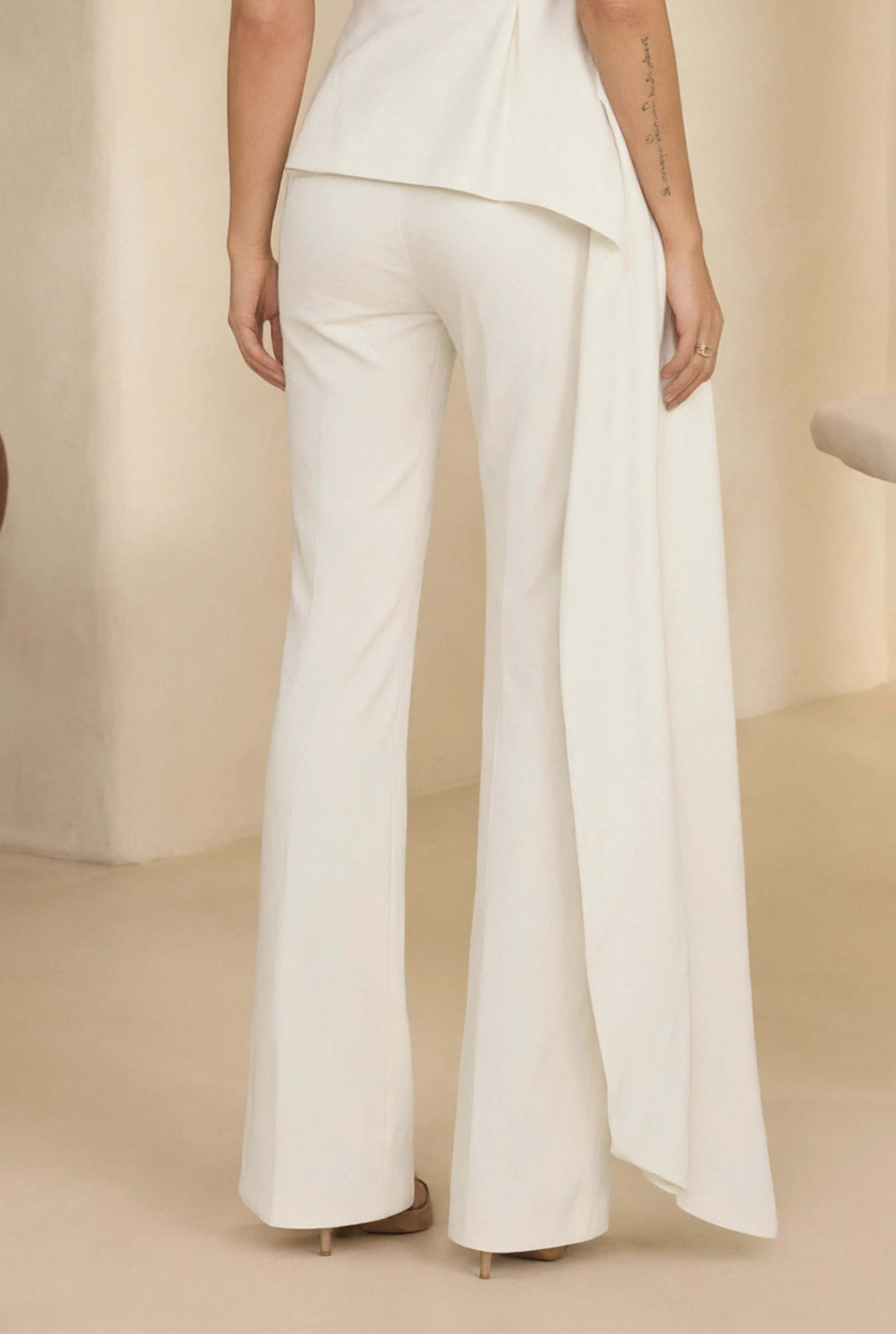 Puerto – pantalon élégant blanc cassé